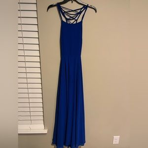Long, royal blue dress with tie-up back!